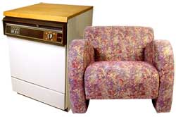 Dishwasher, television and chair